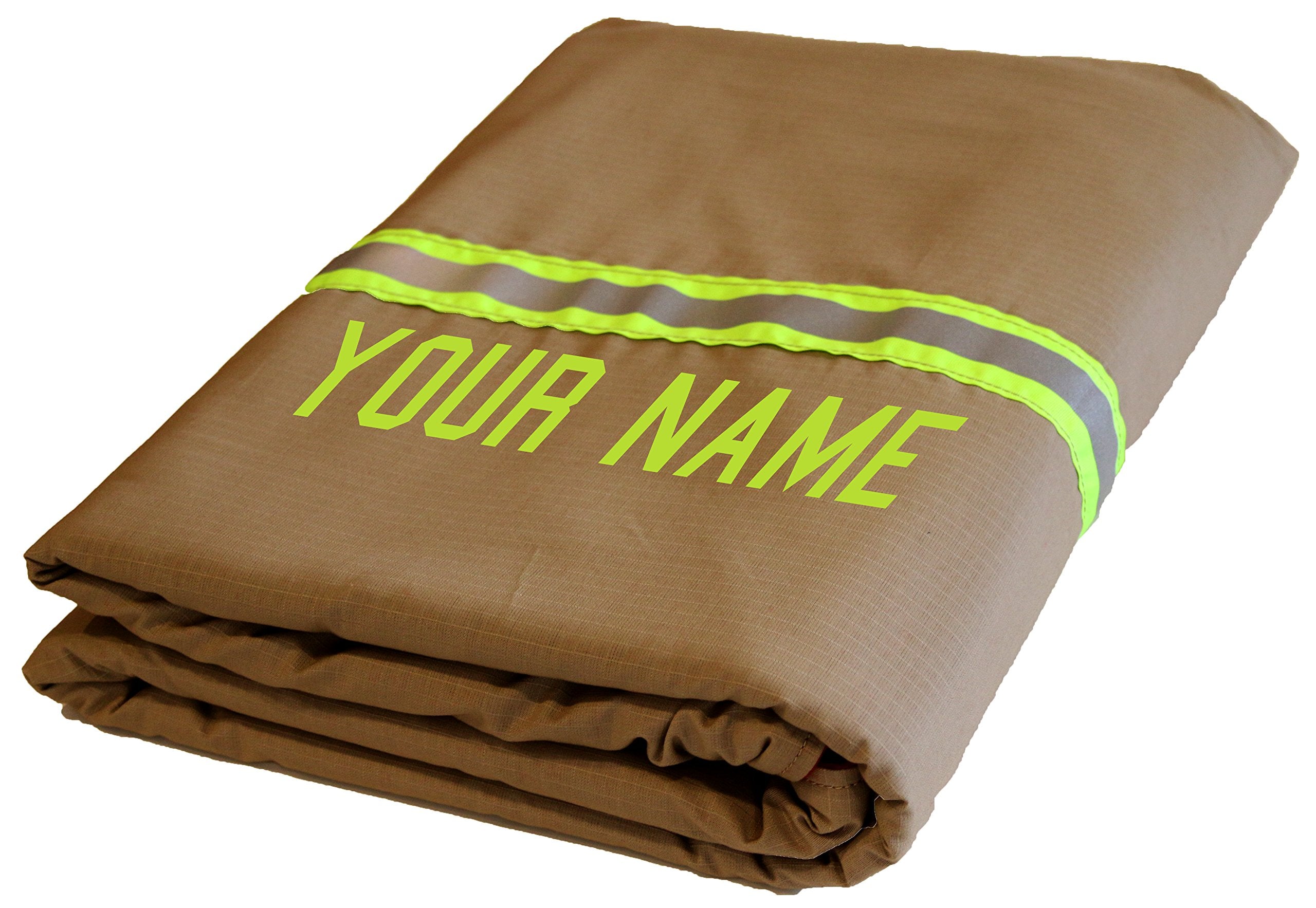 Fully Involved Stitching Firefighter Personalized Tan Cotton Fleece Station Blanket