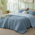 Bedsure California King Comforter Set, Reversible Blue Soft Prewashed Bed Comforter for All Seasons, 3 Pieces Warm Bedding Sets,