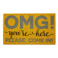 DII Natural Coir Doormat, Fun Greeting Mat, OMG! Youre Here, 18X30