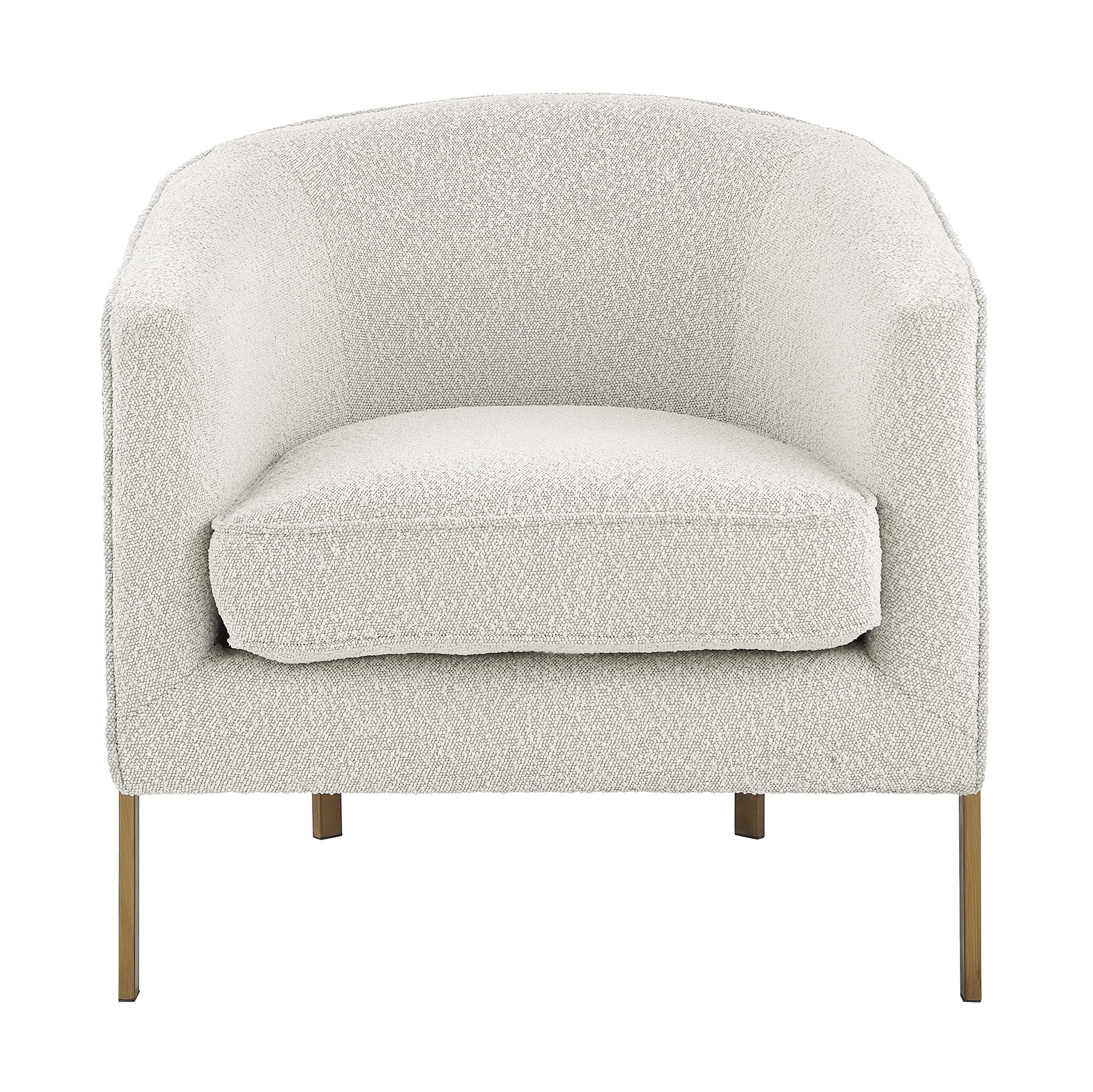 npd furniture and more Harrod Fabric Arm Antique Gold Legs Accent Chair, Beige