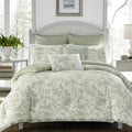Laura Ashley - Queen Comforter Set, Reversible Cotton Bedding, Includes Matching Shams with Bonus Euro Shams & Throw Pillows (Na