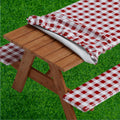 Sorfey Picnic Table Cover with Bench Covers -Fitted with Elastic, Vinyl with Flannel Back, Fits for Table 30x 60 Rectangle,Water