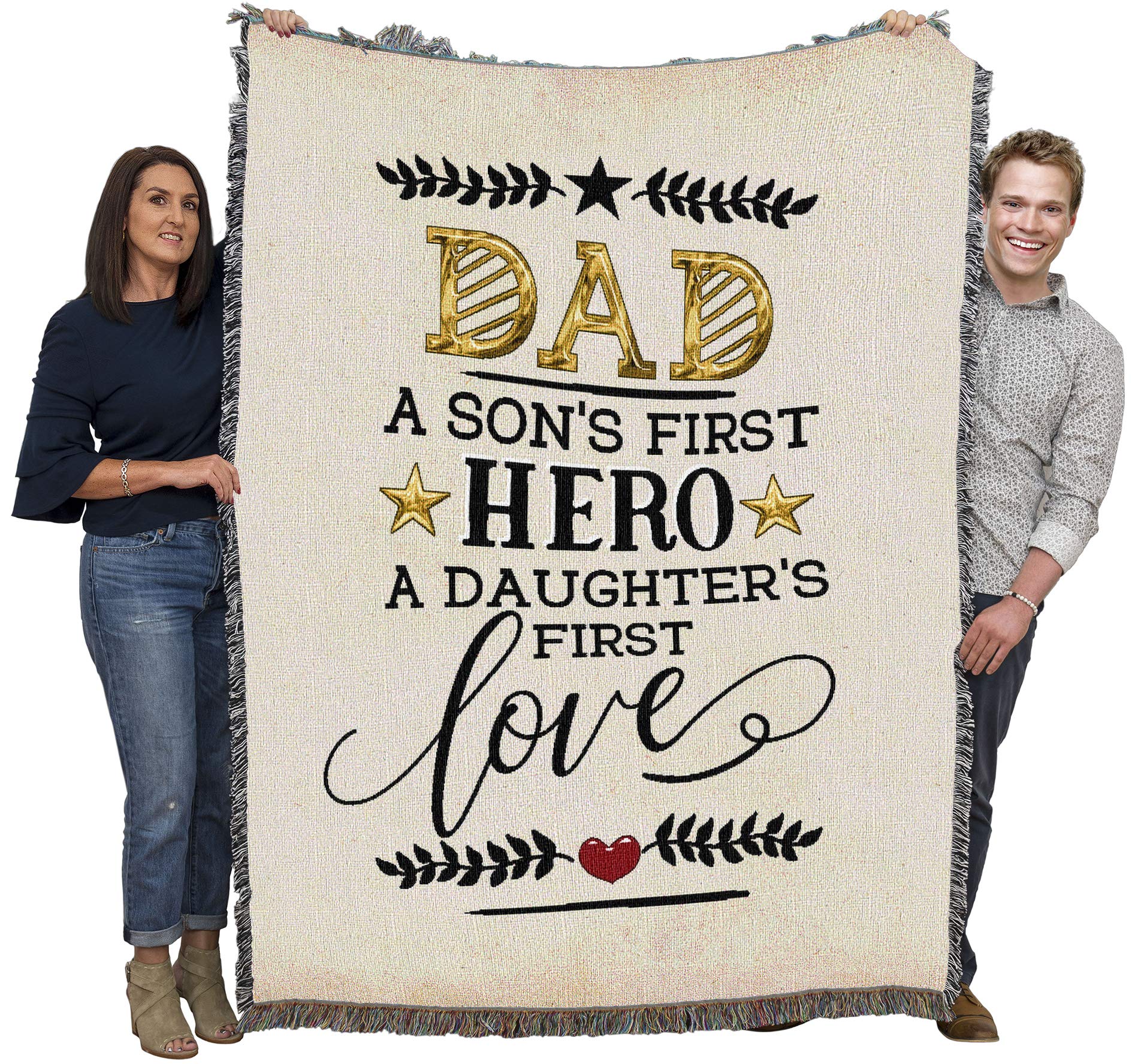 Pure Country Weavers Dad - Sons First Hero Daughters First Love Blanket - Gift Tapestry Throw Woven from Cotton - Made in The 