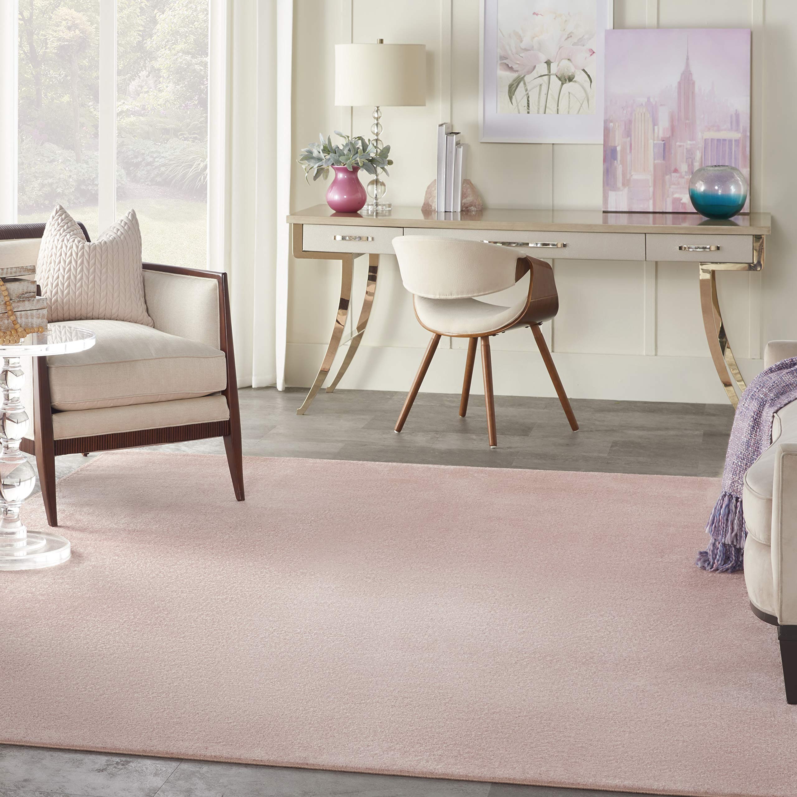 Nourison Essentials Indoor/Outdoor Pink 7 x 10 Area Rug, Easy Cleaning, Non Shedding, Bed Room, Living Room, Dining Room, Back