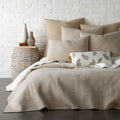 Levtex Home Cross Stitch Reversible Full/Queen Quilt Set (88x92in) with 2 Pillow Shams (26x20in) - Stitch Texture - Taupe - Cott