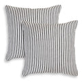 Cackleberry Home Black and White Ticking Stripe Woven Cotton Decorative Square Throw Pillow Case Covers 20 x 20 Inches, Set of 2