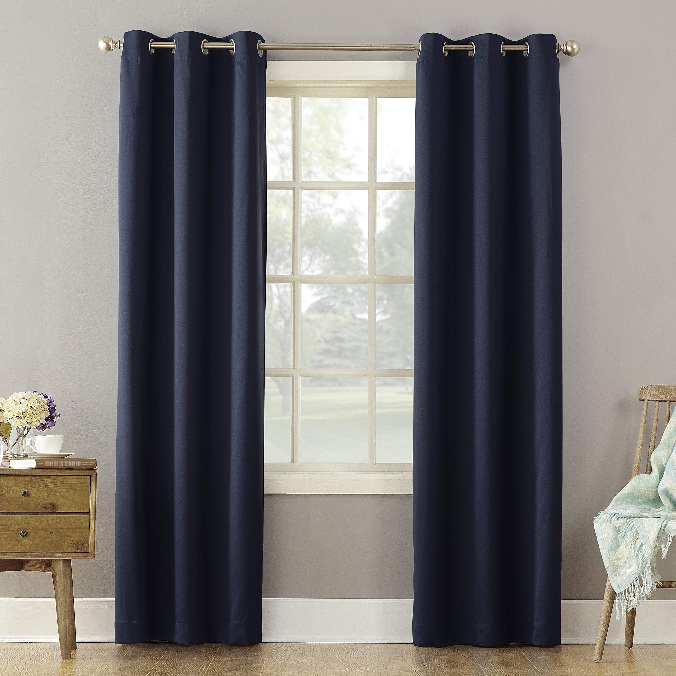 Sun Zero - 53391 Becca Energy Efficient Grommet Curtain Panel, 40 x 63, Navy