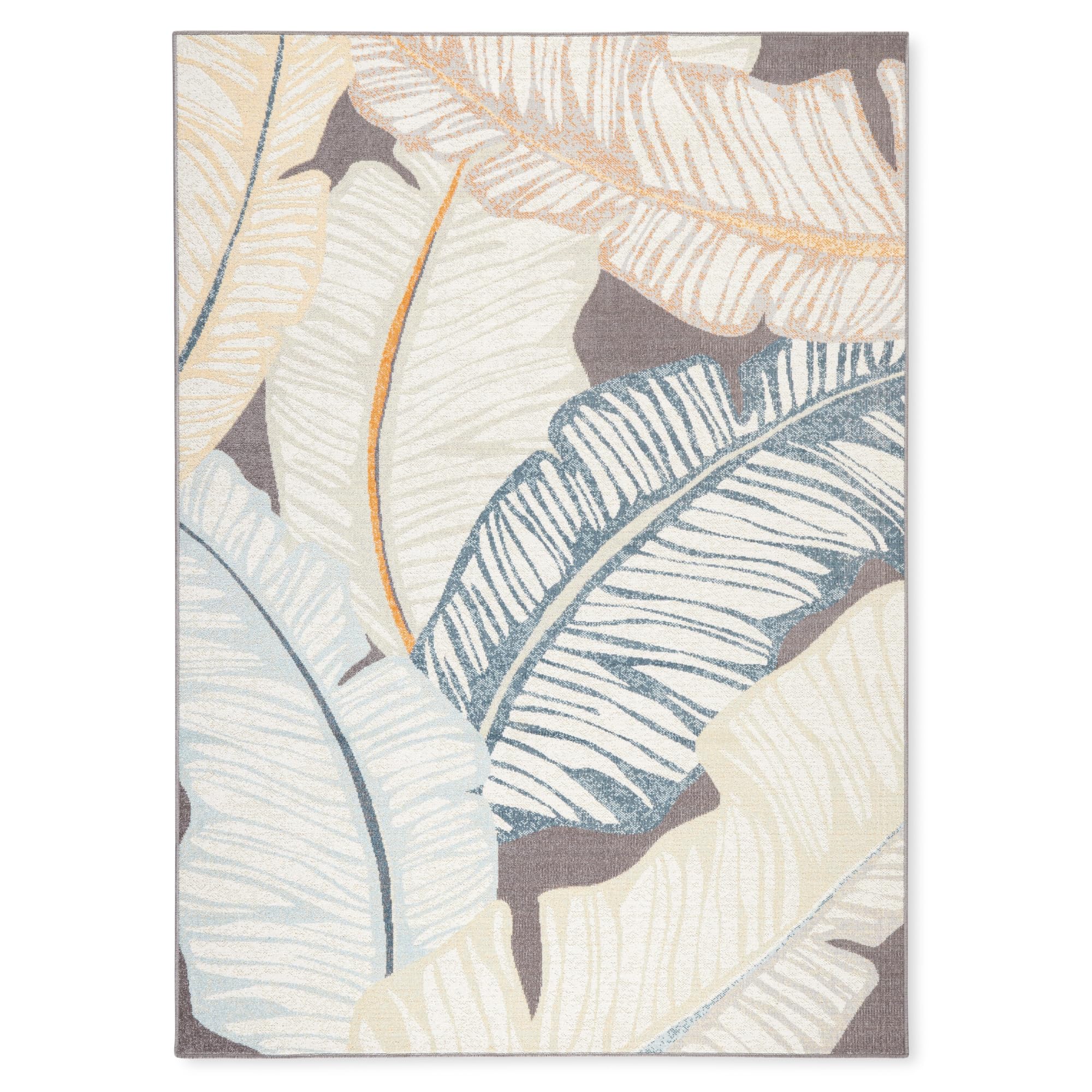 Tommy Bahama Cay Palm Fronds Indoor Outdoor Area Rug, Leaf Coastal Design, UV Fade Resistant, Dark Grey, 710x102
