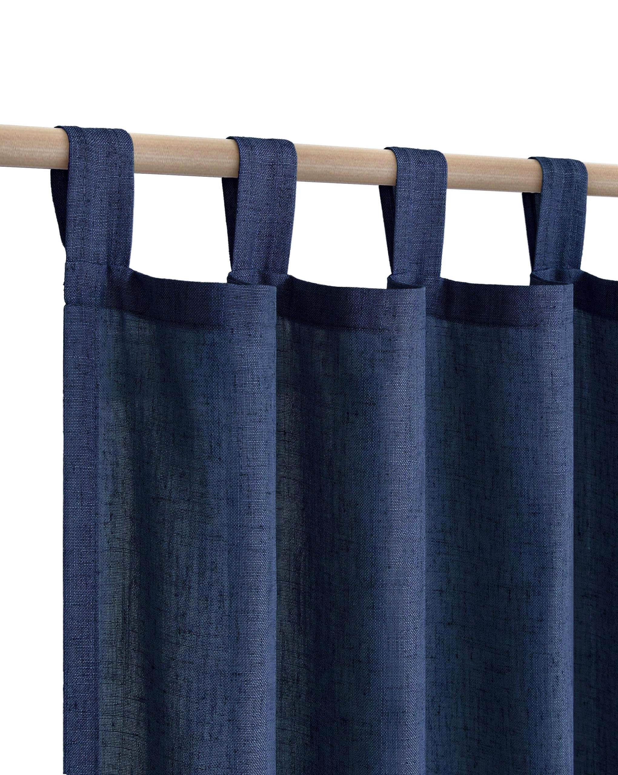 Navy Blue Curtains 84 Inch Length for Living Room 2 Panels Tab Top Window Drapes Light Filtering Semi Sheer Indigo Dark Blue Lin