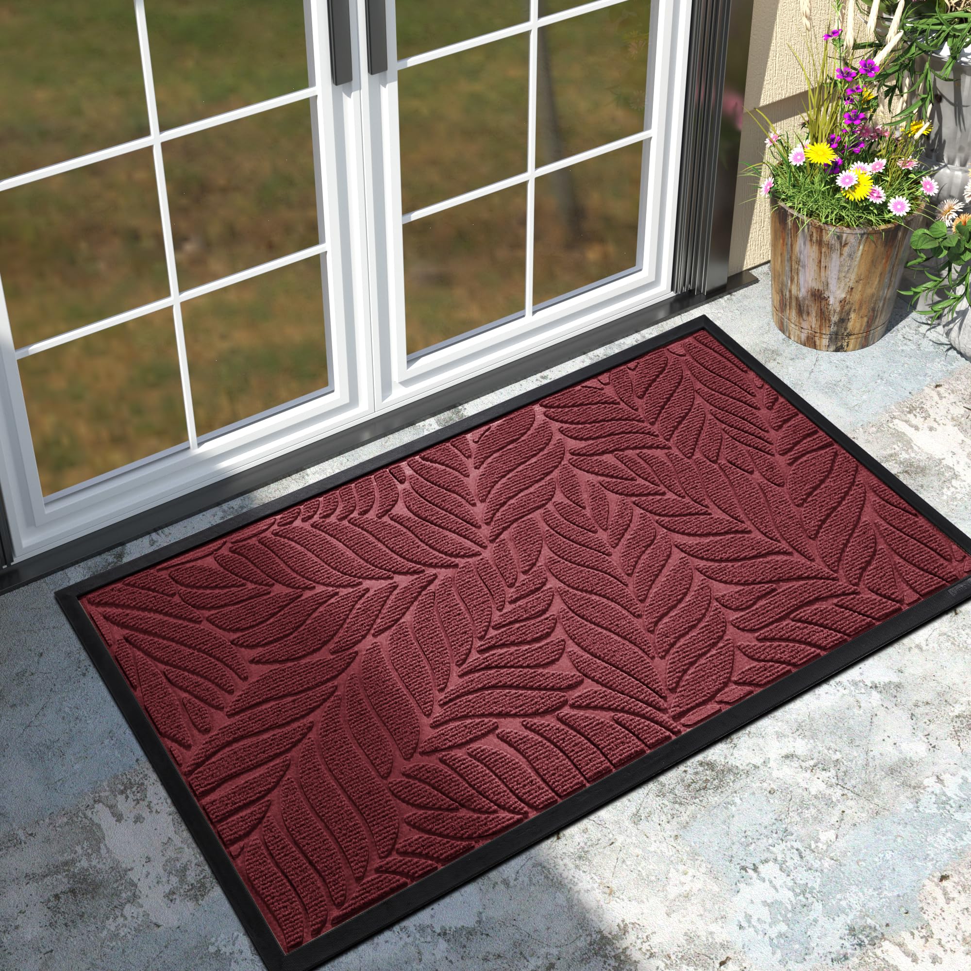 Yimobra Door Mats Outdoor Indoor, Easy Clean Outside Doormats for Outdoor Entrance Home Entry Mat, Patio Waterpoor Rubber Door M