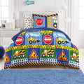 dream FACTORY Under Construction 7-Piece Microfiber Bag Comforter Bedding Set Super Soft-Full, Navy Blue,2D871902NY