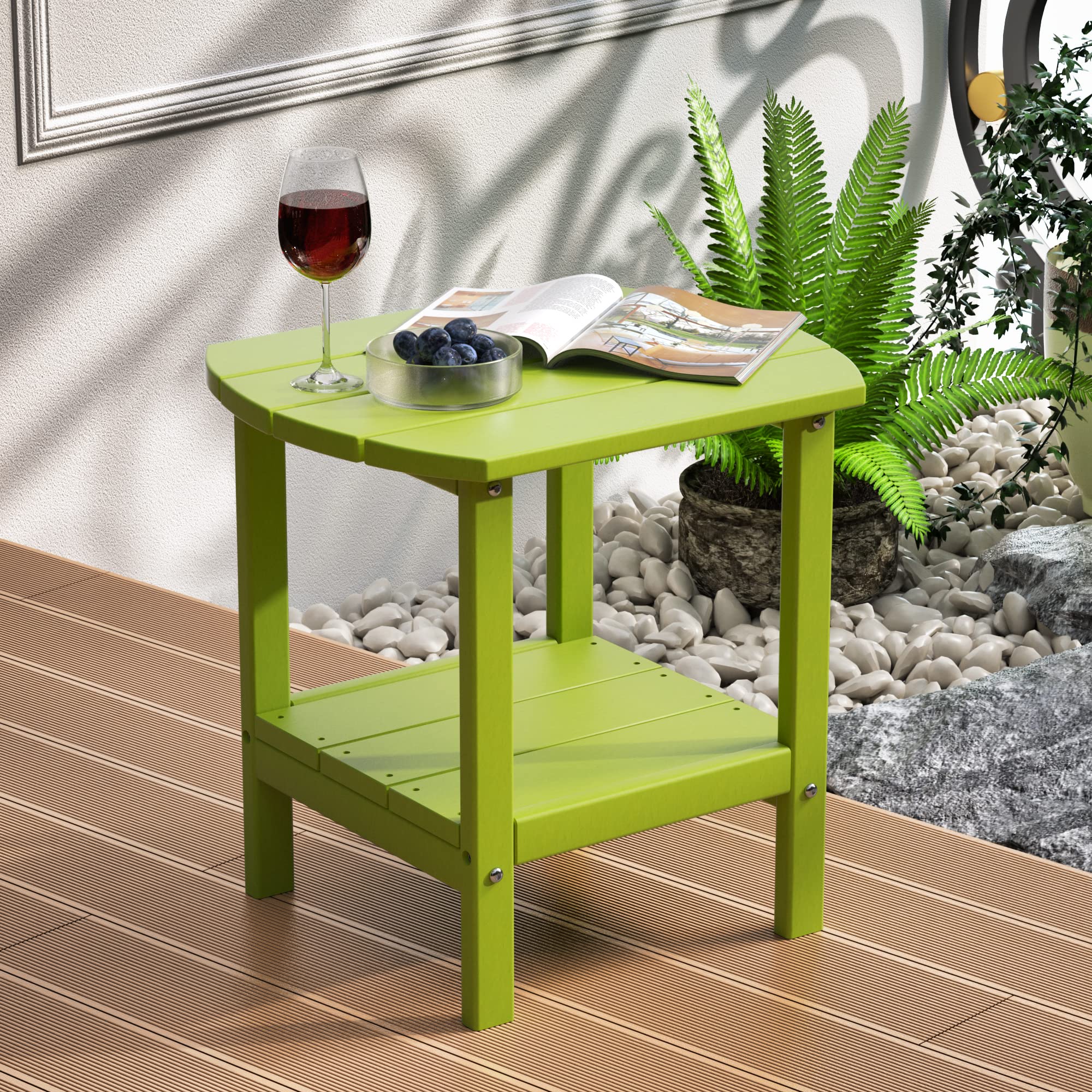 TORVA Patio Adirondack Side Table, Outdoor End Tables All-Weather Resistant HDPE Humidity-Proof Long Time Use for Deck, Lawn,Gar