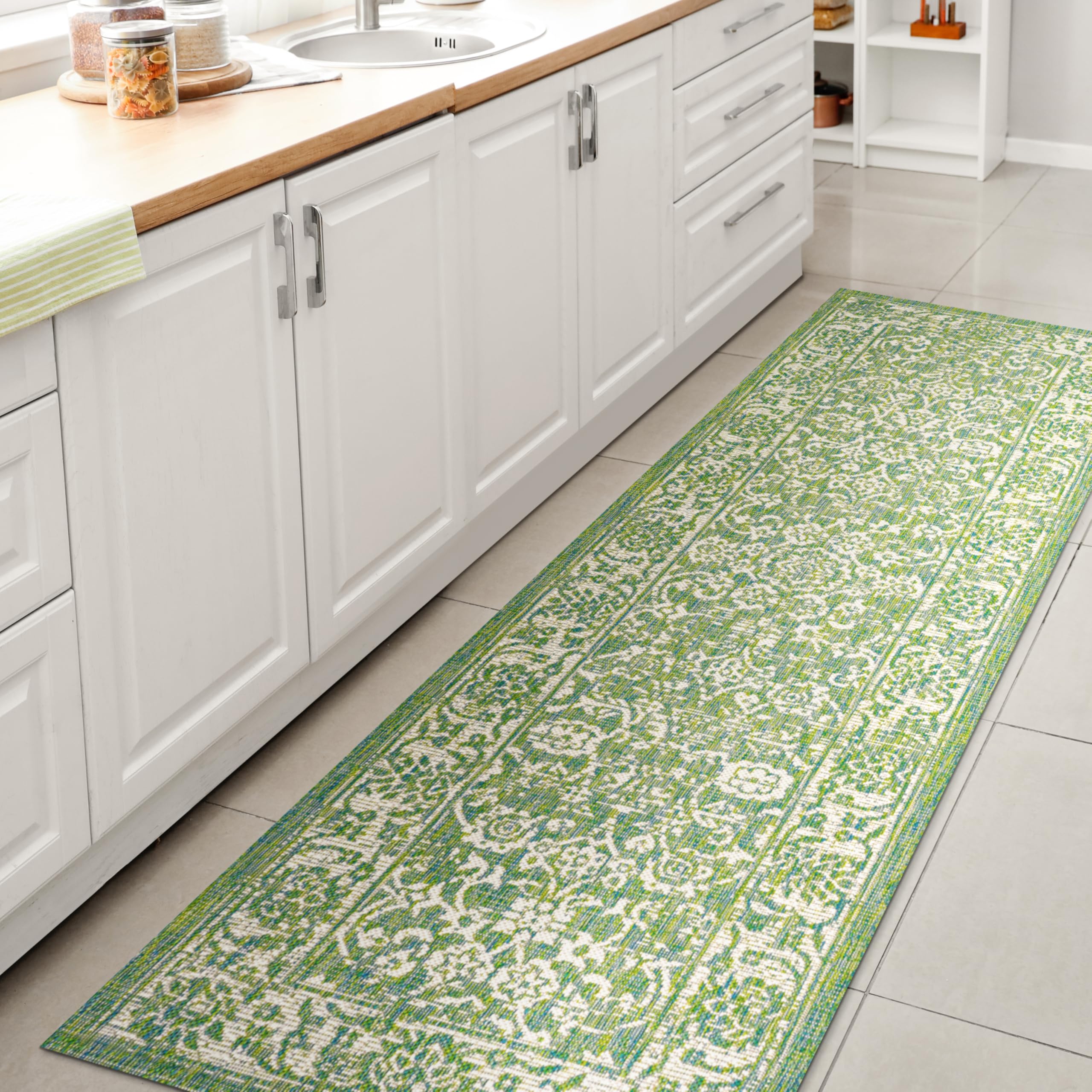 JONATHAN Y SMB100F-28 Tela Bohemian Textured Weave Floral Indoor Outdoor Area Rug, Coastal, Traditional, Transitional Easy Clean