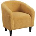 Yaheetech Accent Barrel Chair, Boucle Fabric Club Chair, Furry Sherpa Elegant and Cozy, Soft Padded Armchair for Living Room Bed