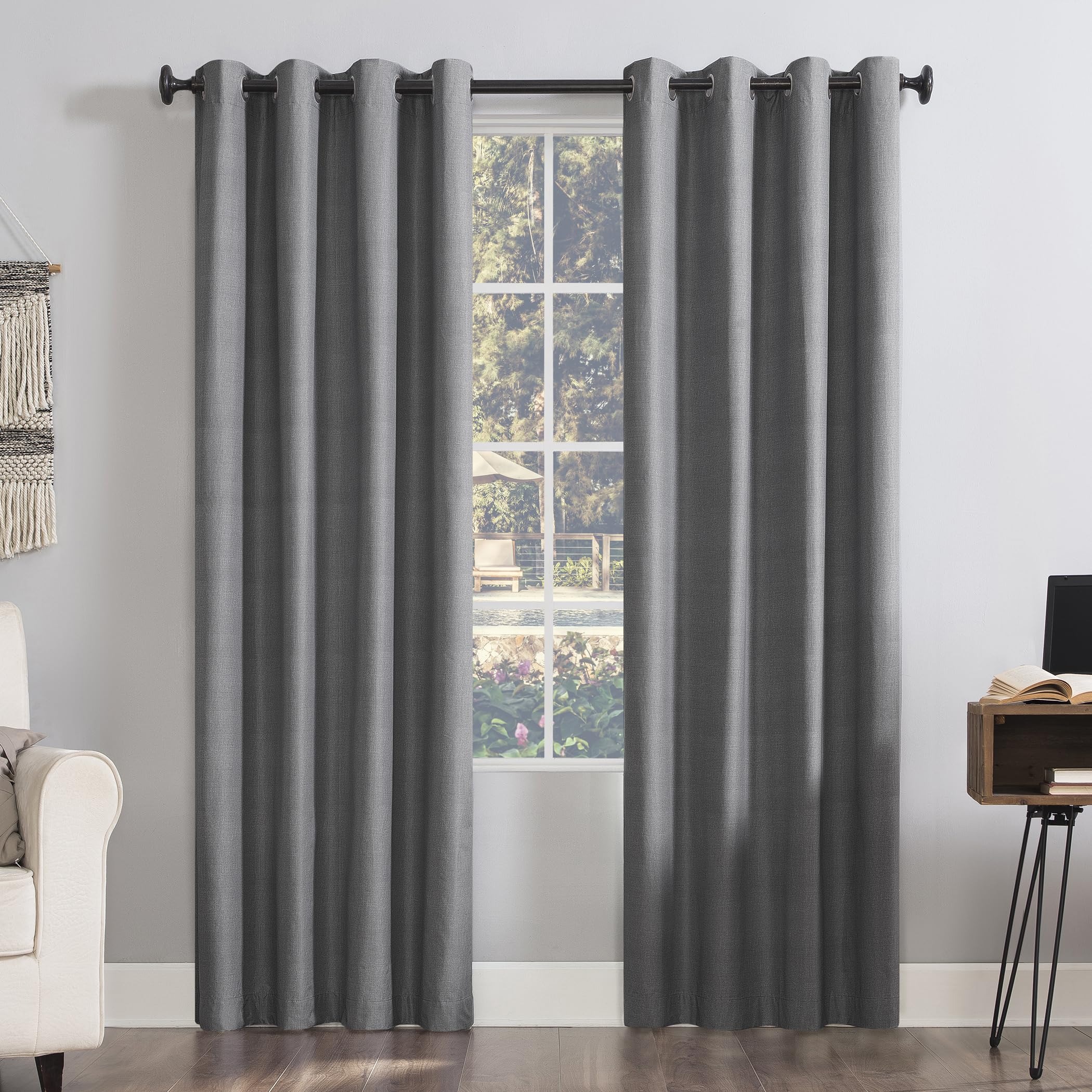 Sun Zero Columbia 2-Pack Thermal Energy Saving 100% Blackout Grommet Curtain Panel Pair, 50 x 63, Gray