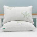 2 Pack Queen Size Rayon Derived from Bamboo Pillow, Shredded Memory Foam Bed Pillows Sets for Side, Back and Stomach Sleepers, W