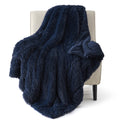 Bedsure Navy Blue Faux Fur Blanket - Soft, Fluffy Sherpa Decorative Throw, Twin Size for Couch, Sofa, Bed - 60x80 Inches, 640 GS
