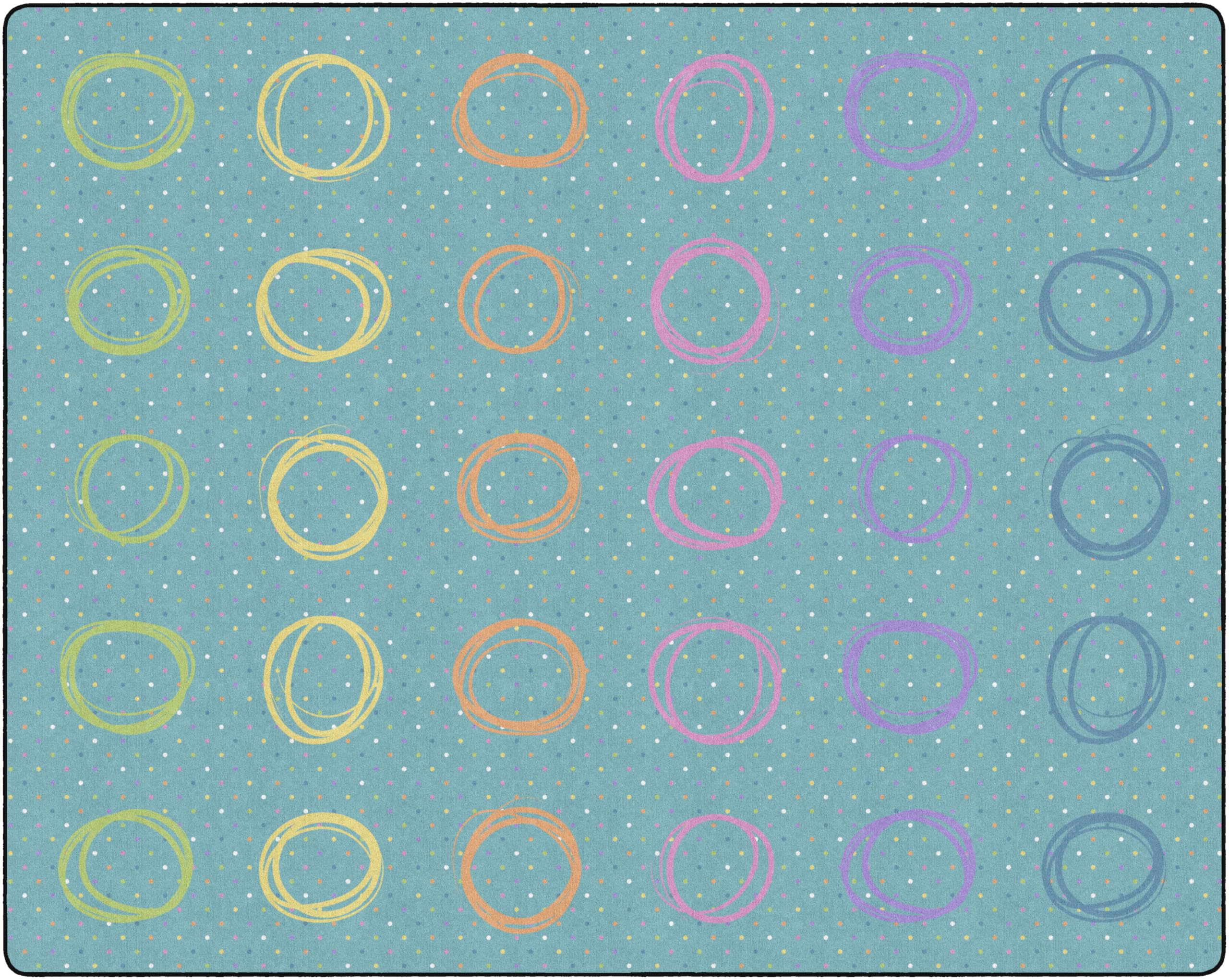 Flagship Carpets Smiley Circle Sampler Abstract Educational Area Rug for Kids Room Seating D  cor, Childrens Classroom, Play Ca