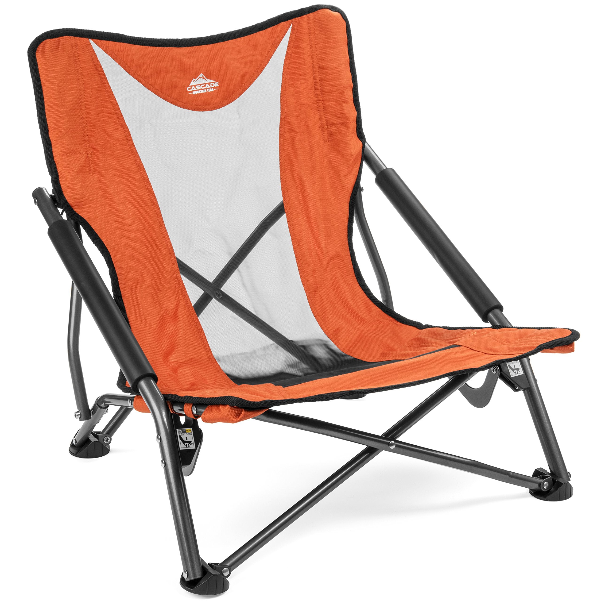 Cascade Mountain Tech Camping Chair - Low Profile Polyester Folding Chair for Camping, Beach, Picnic, Barbeques, Sporting Event 