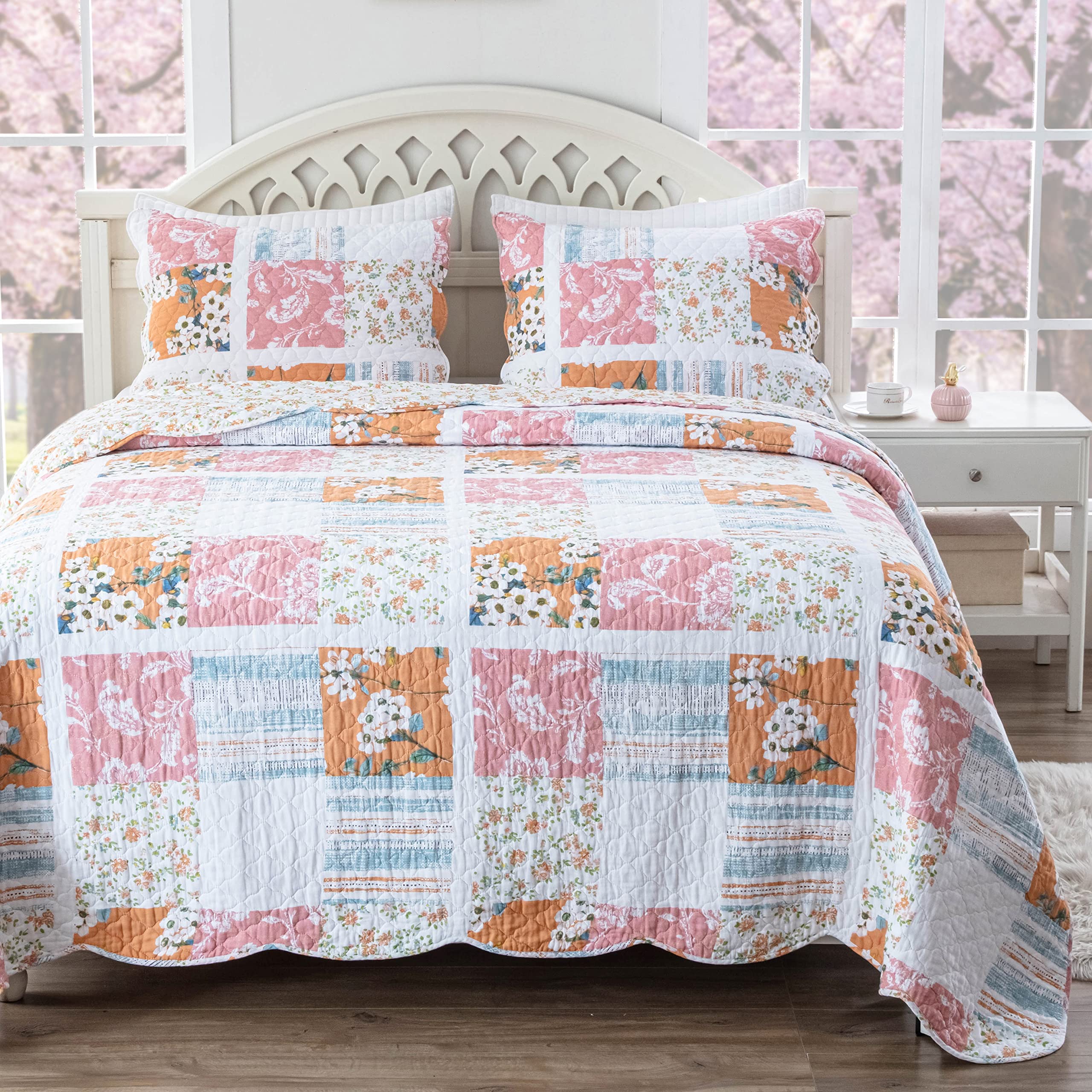 Greenland Home Everly Shabby Chic Quilt Set, 3-Piece Full/Queen, Blue
