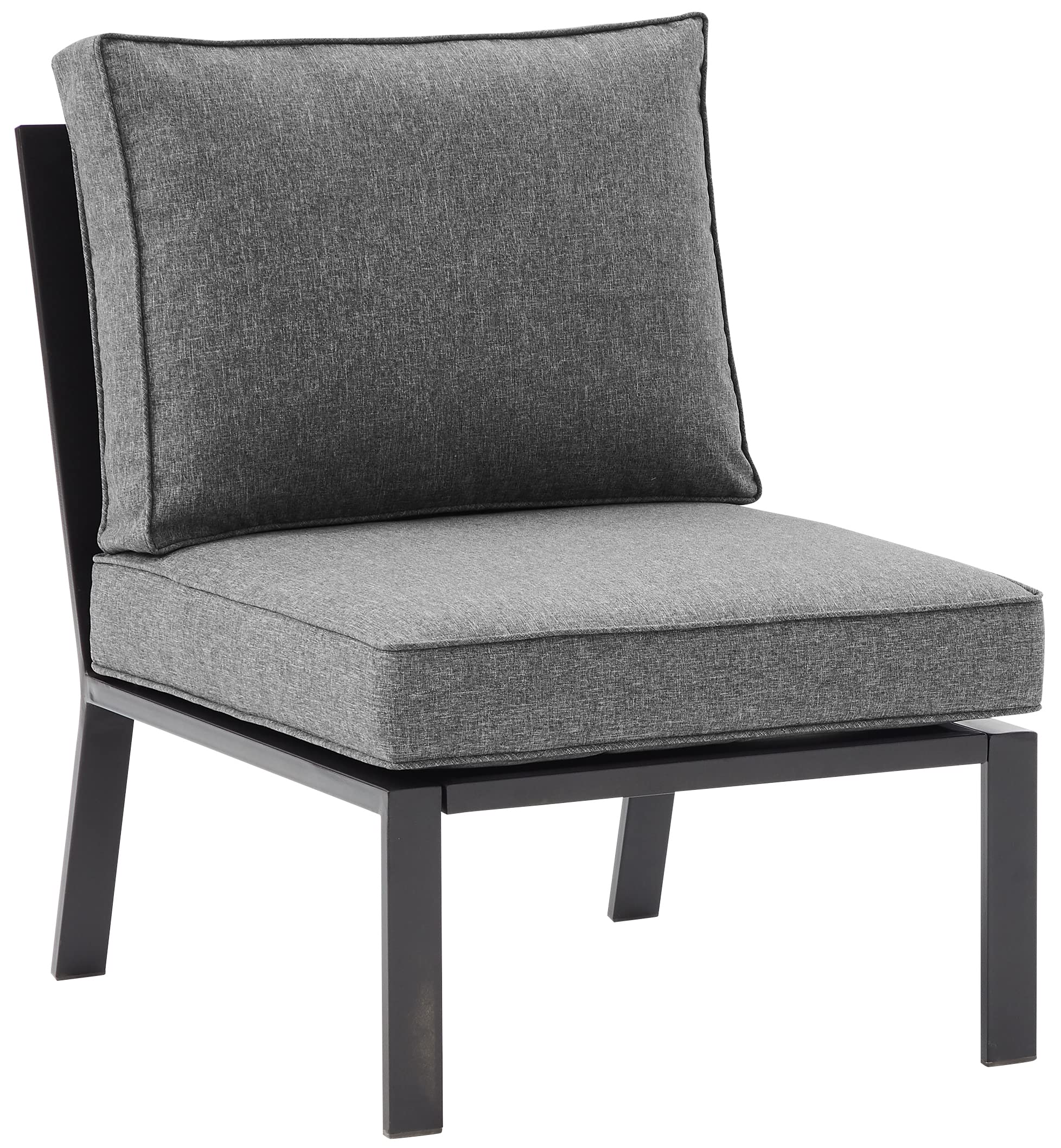 Crosley Furniture Clark Armless Outdoor Sectional Chair, Patio Chairs for Porch, Deck, Backyard, Balcony, Matte Black with Charc