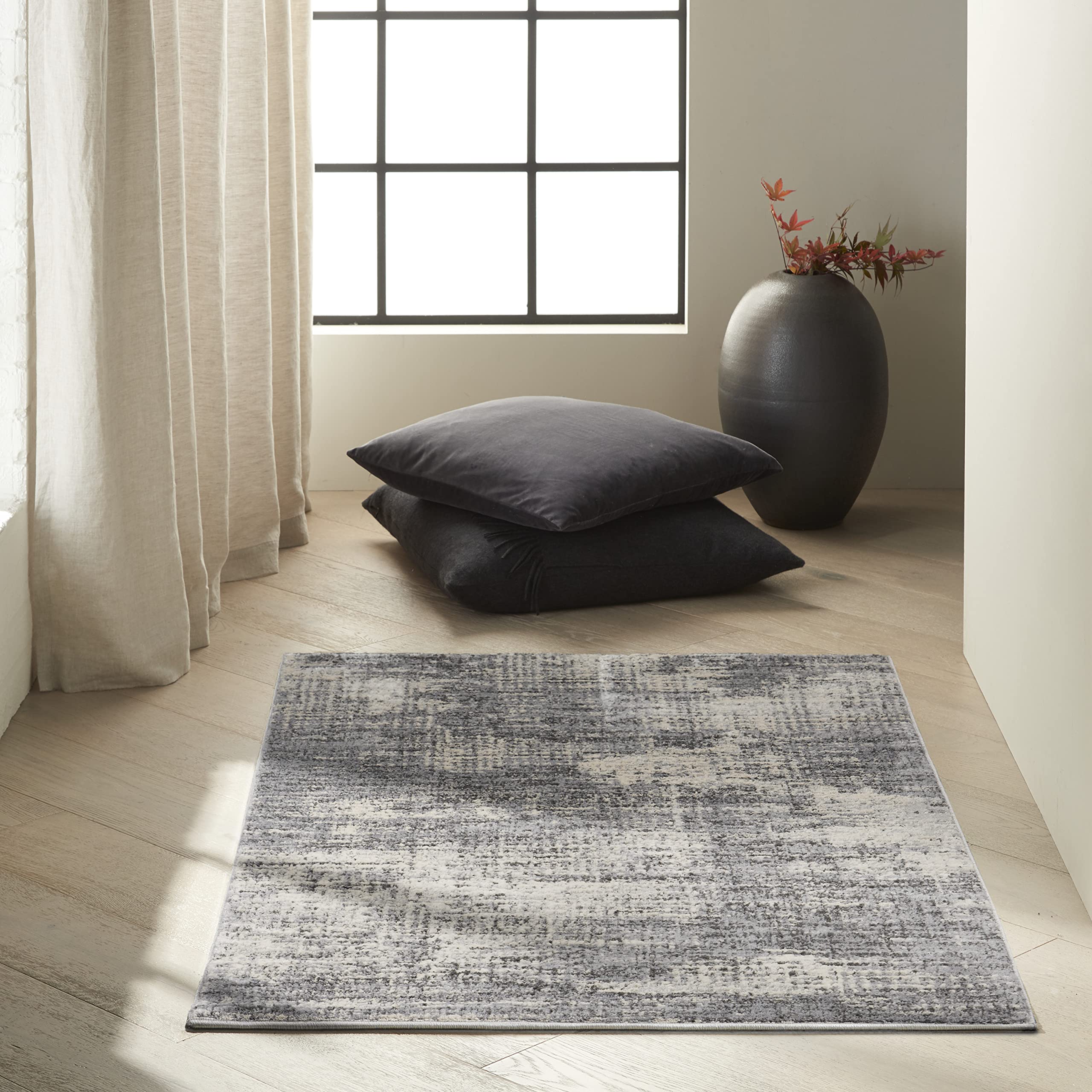 Calvin Klein Rush Grey/Beige 32 x 5 Area Rug, Modern, Abstract, Easy Cleaning, Non Shedding, Bed Room, Living Room, Dining Roo