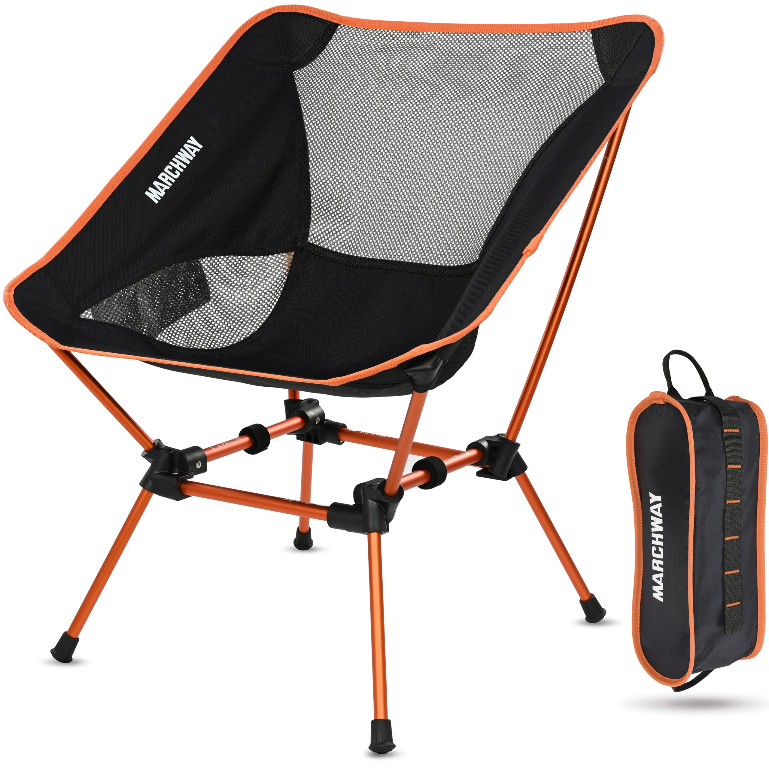MARCHWAY Ultralight Folding Camping Chair, Heavy Duty Portable Compact for Outdoor Camp, Travel, Beach, Picnic, Festival, Hiking