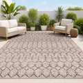 JONATHAN Y Moroccan Geometric Indoor Outdoor Area Rug 8X10 Natural/Black, Ourika Textured Weave for Backyard, Patio, Porch, Easy