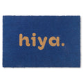 TOWN & COUNTRY TERRA Hiya Painted Welcome Door Mat, Natural Coir, Heavyweight, Non-Slip Entryway Mat, Blue, 18x30