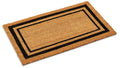 Kempf Black Border Coco Coir Door Mat - Welcome Mat with Non Slip Backing, Heavy Duty Outdoor Indoor for Front Door Entrance, En
