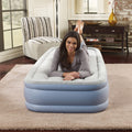 Beautyrest Hi-Loft Inflatable Mattress: Raised-Profile Air Bed with External Pump, Twin, Grey/White