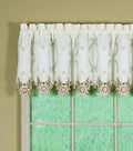 Todays Curtain Verona Reverse Embroidery Tailored Valance, 18, Ecru/Rose