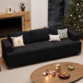 3 Seater Corduroy Couch for Living Room, 89    Black Cloud Sofa, Deep Seat Floor Couch for Bedroom, Futon Modern Sofa Sectional 