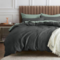 Bedsure Waffle Comforter Set Queen, Charcoal Soft Bedding, Waffle Weave Bed Set, 3 Pieces, 1 Comforter (90x90) and 2 Pillow Sham