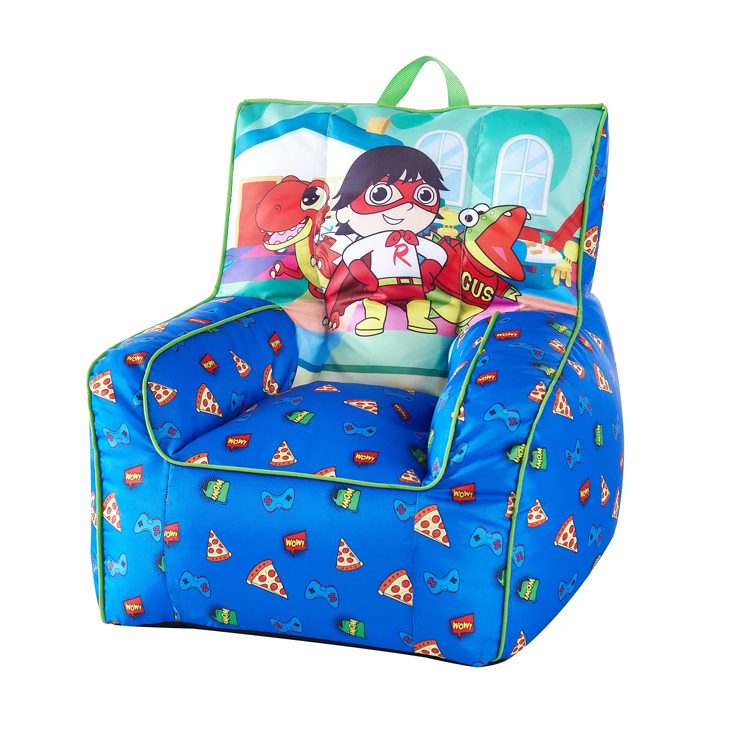 Idea Nuova Ryans World Toddler Nylon Bean Bag Chair with Piping & Top Carry Handle Large