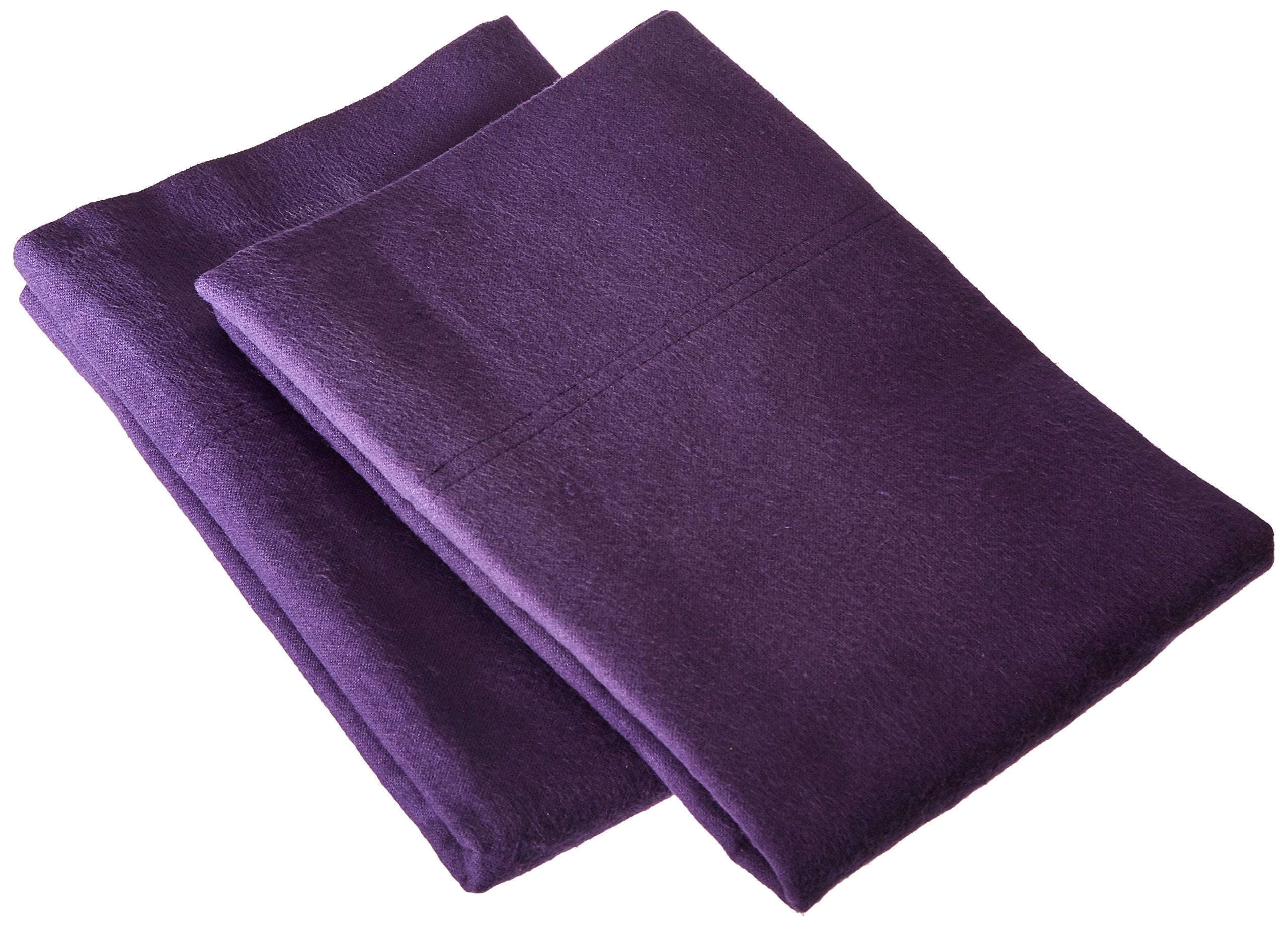 Tribeca Living FL170EDPCKIPU Soft 170-GSM Cotton Flannel Pillowcases,Purple,King