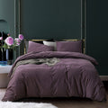 ECOCOTT Lilac Purple Duvet Cover Queen, 100% Washed Cotton 3 Piece Duvet Cover Sets 1 Duvet Cover with Zipper and 2 Pillowcases 