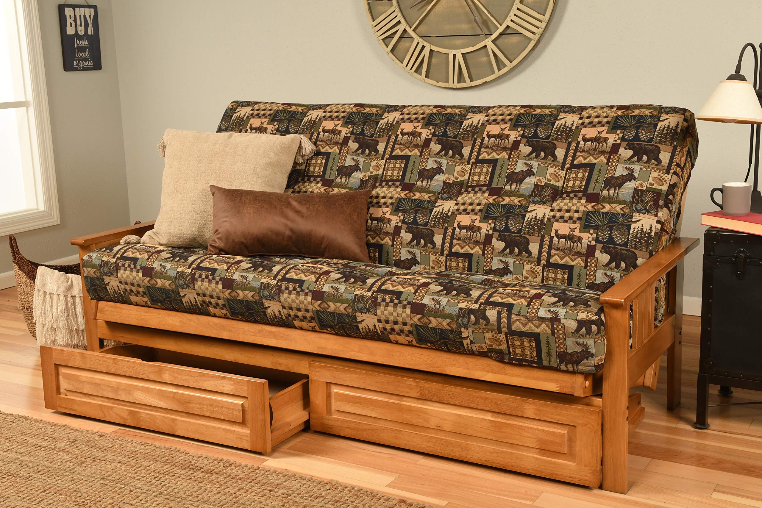 Kodiak Furniture Monterey Storage Futon with Multi-Color Fabric Mattress
