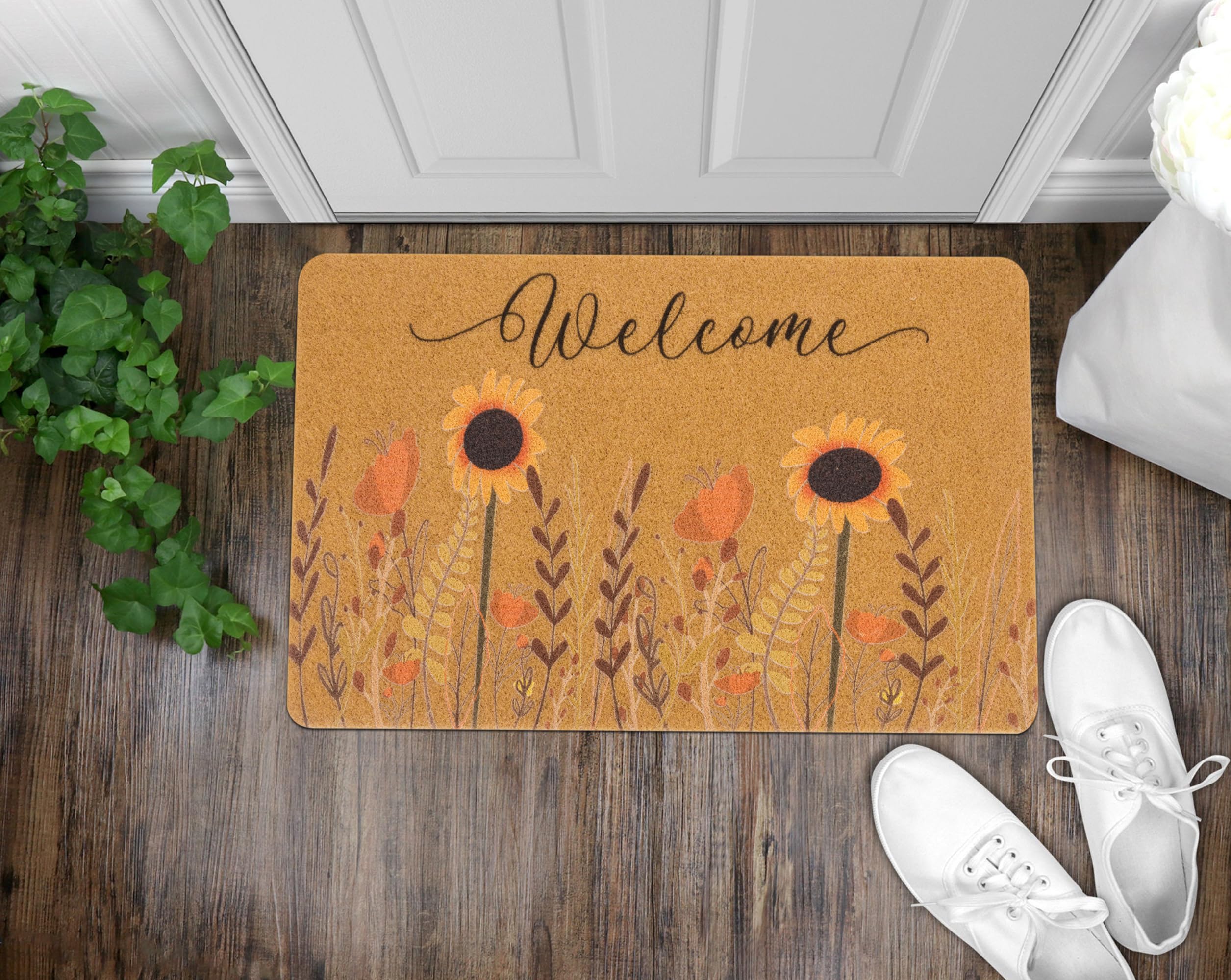 Fall-Sunflower-Doormat-Welcome-Door-Mat - Flower Indooor-Outdoor-Coir-Door-Mats Patio Front-Door Porch Decor 17 X 29
