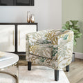 BELLEZE Living Room Chair, Linen Round Accent Barrel Chair, Club Tub Sofa Chair for Bedroom, Corner Chair with Flared Legs and C
