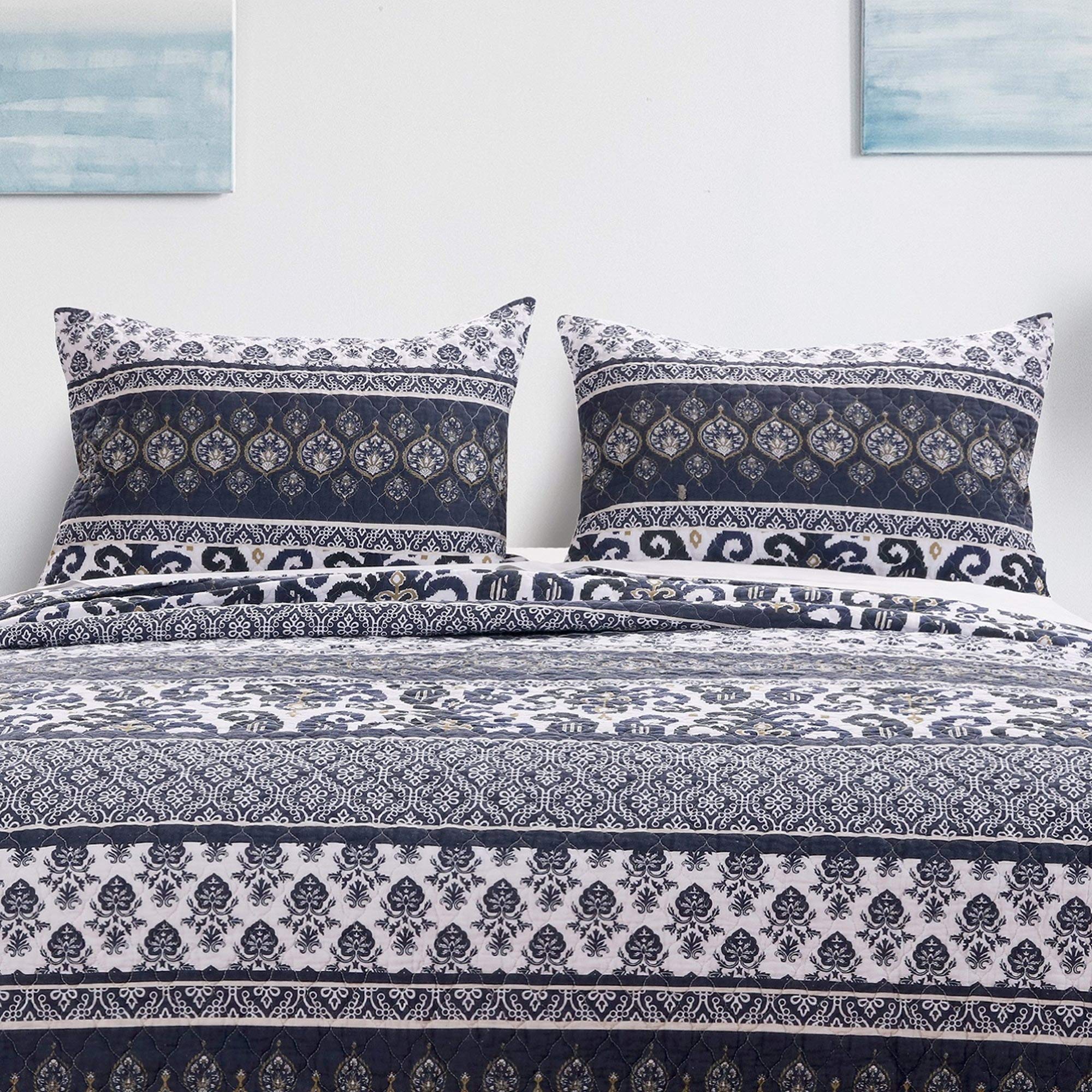 Barefoot Bungalow Native Quilted Pillow Sham, King, Indigo