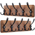 SKOLOO Rustic Wall Mounted Coat Rack: 16 Hole to Hole, Pine Real Wood Plank Wall Coat Rack with 5 Triple Hooks, Farmhouse Coat H