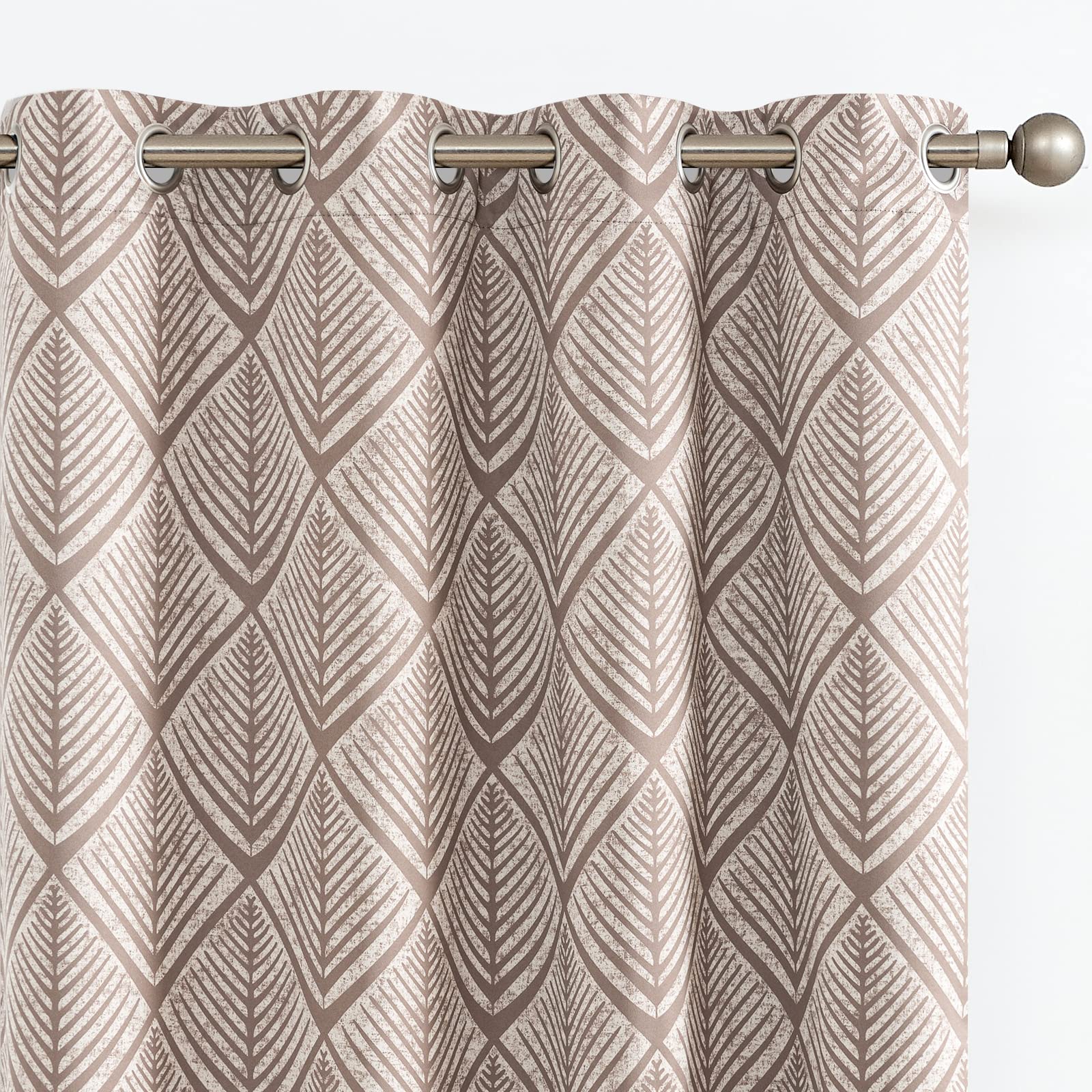 jinchan 80% Blackout Curtains for Living Room, Geometric Patterns Drapes for Bedroom, Window Treatments for Room Darkening, Grom