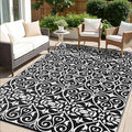 OLANLY Outdoor Rug Waterproof 8x10 ft Clearance, Reversible Outdoor Plastic Straw Rug with Floral Pattern, RV Mat for Patio, Cam