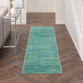 Nourison Essentials Indoor/Outdoor Blue Green 22 x 76 Area Rug, Easy Cleaning, Non Shedding, Bed Room, Living Room, Dining Roo