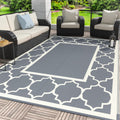 GENIMO 5  x 8  Outdoor Rug for Patio, Waterproof Indoor Outdoor Plastic Straw Rugs Carpet, Reversible Outside Area Mat for Cam