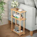 Apicizon Small Narrow Side Table, 3-Tier Skinny End Table for Small Spaces, Slim Nightstand with Storage Shelf, Bedside Table fo