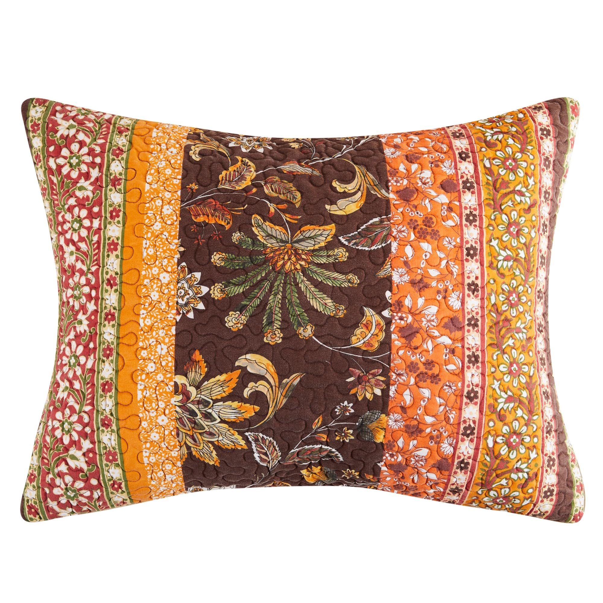 Greenland Home Barefoot Bungalow Audrey Sham, King 20 x 36-inch, Chocolate