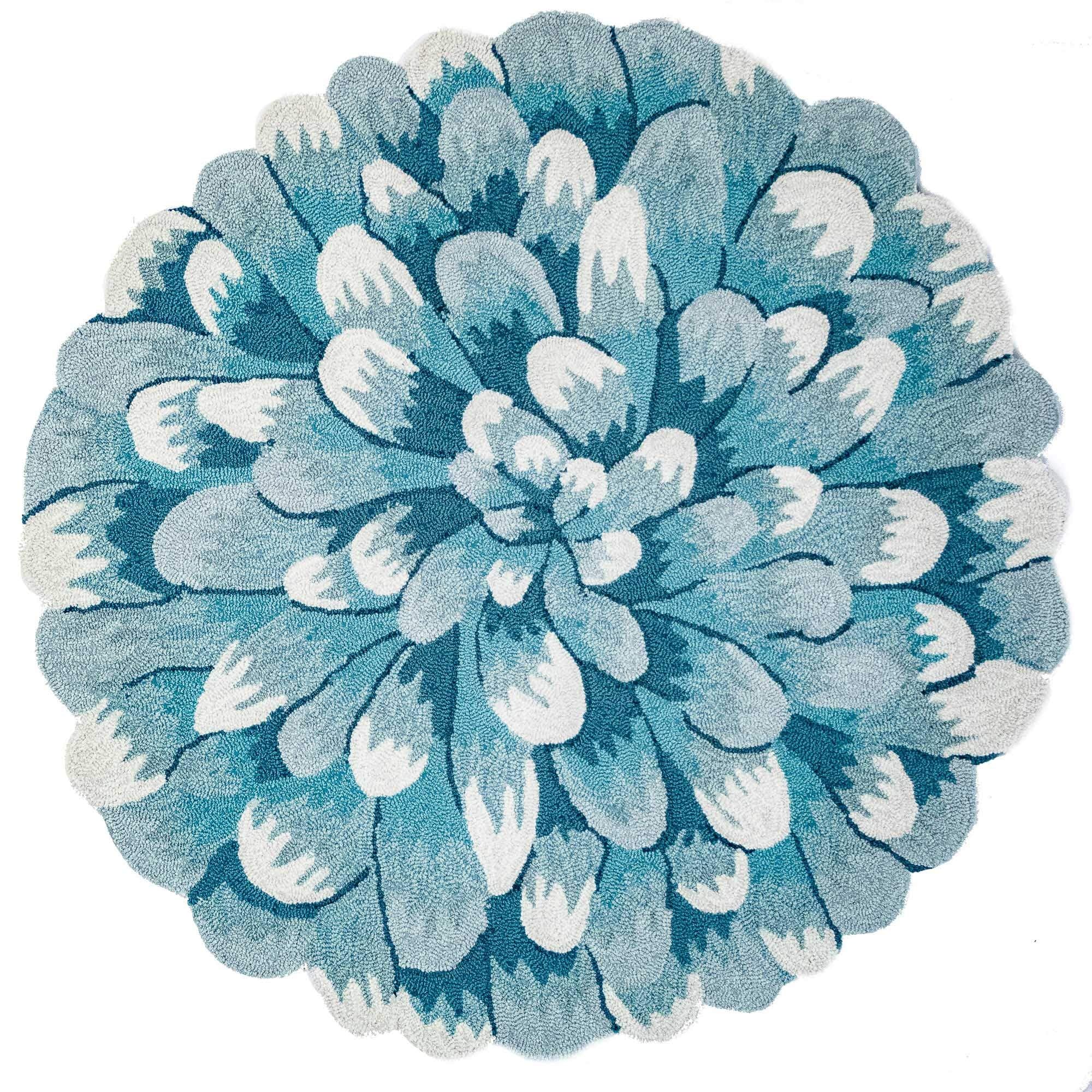 Liora Manne Mum Aqua Indoor/Outdoor Rug, 3 ft Round