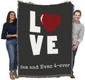 Pure Country Weavers Love with a Heart Blanket - Personalized - Custom Gift Tapestry Throw Woven from Cotton - Made in The USA (